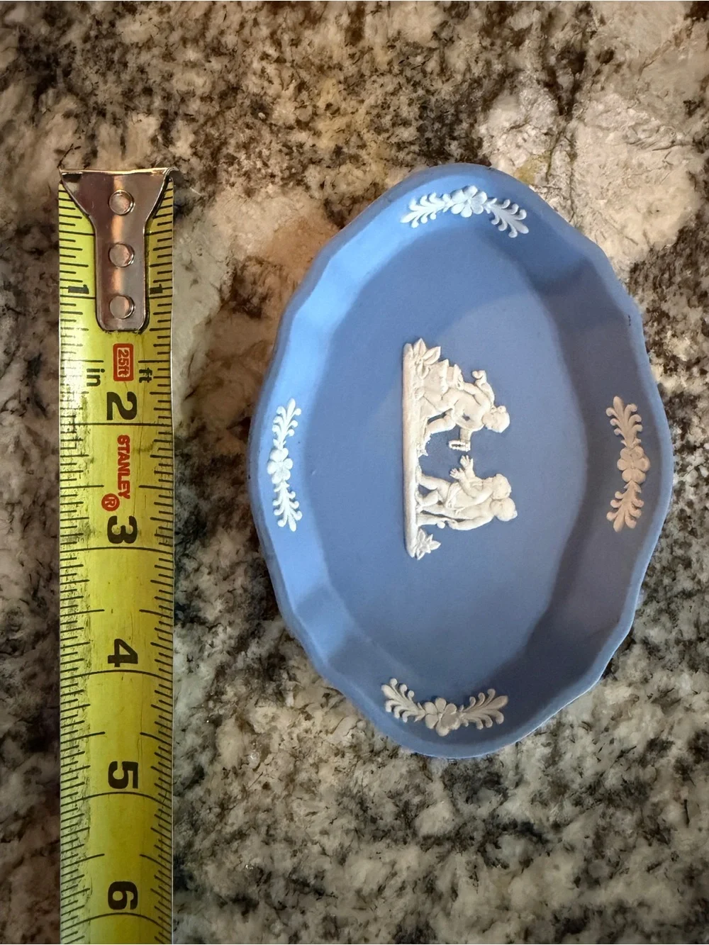 Wedgwood Blue Jasperware Oval Dish with White Relief